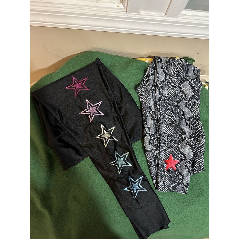 Lot Of 2 Pixie Lane Pixielane Lightning Bolt snake  & Black leggings Stars XL